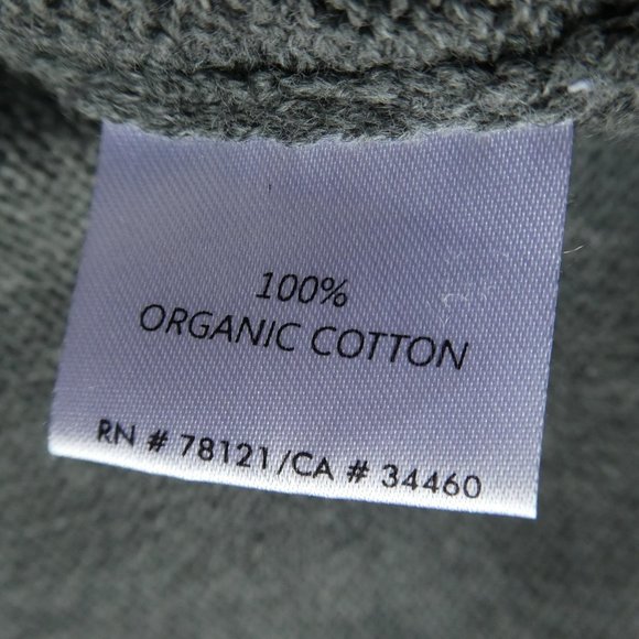 Organic Cotton Eileen Fisher Cardigan Long Waterfall Gray Ribbed Knit Cuffs Hem - Picture 6 of 6